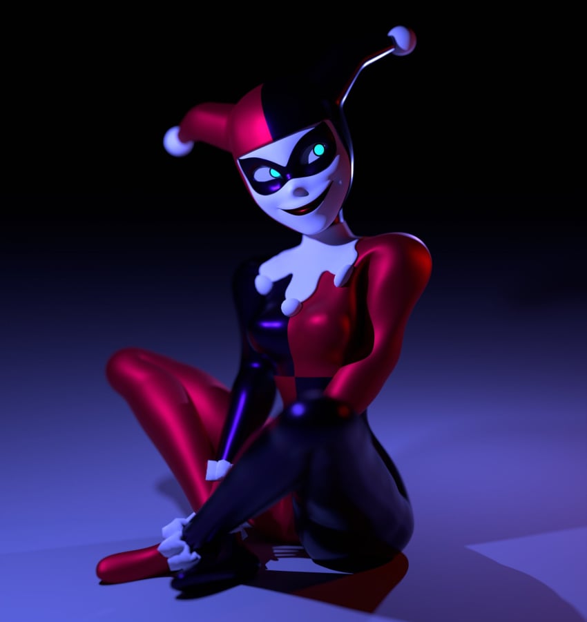 batman:_the_animated_series batman_(series) big_breasts breasts clown_girl crossed_legs dc_comics dcau harley_quinn harley_quinn_(classic) harley_quinn_(dcau) jester jester_outfit the_new_batman_adventures thick_thighs wide_hips yurisylentra