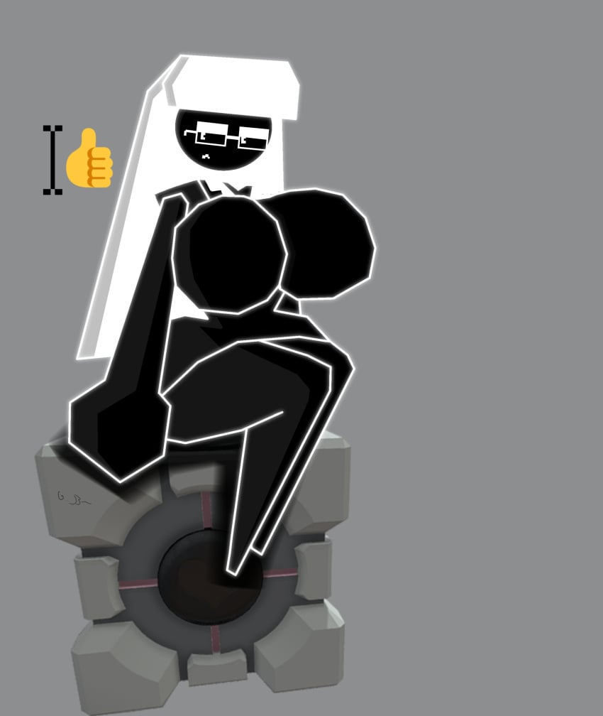 2d 3d big_ass big_breasts clothed computer_screen essay_(gameboi) female female_only gameboi_(artist) oc portal_(series)