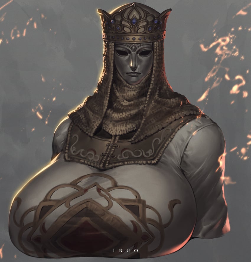 1girls big_breasts bust busty chainmail clothed clothed_female crown elden_ring fromsoftware huge_breasts ibuo looking_at_viewer masked masked_female massive_breasts metal_mask no_sex non-nude tanith_(elden_ring) upper_body