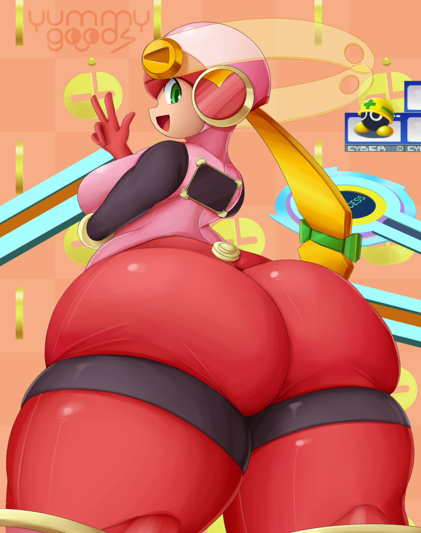 ass back_view big_ass bubble_butt mega_man mega_man_battle_network roll.exe smiling smiling_at_viewer tagme yummygoods