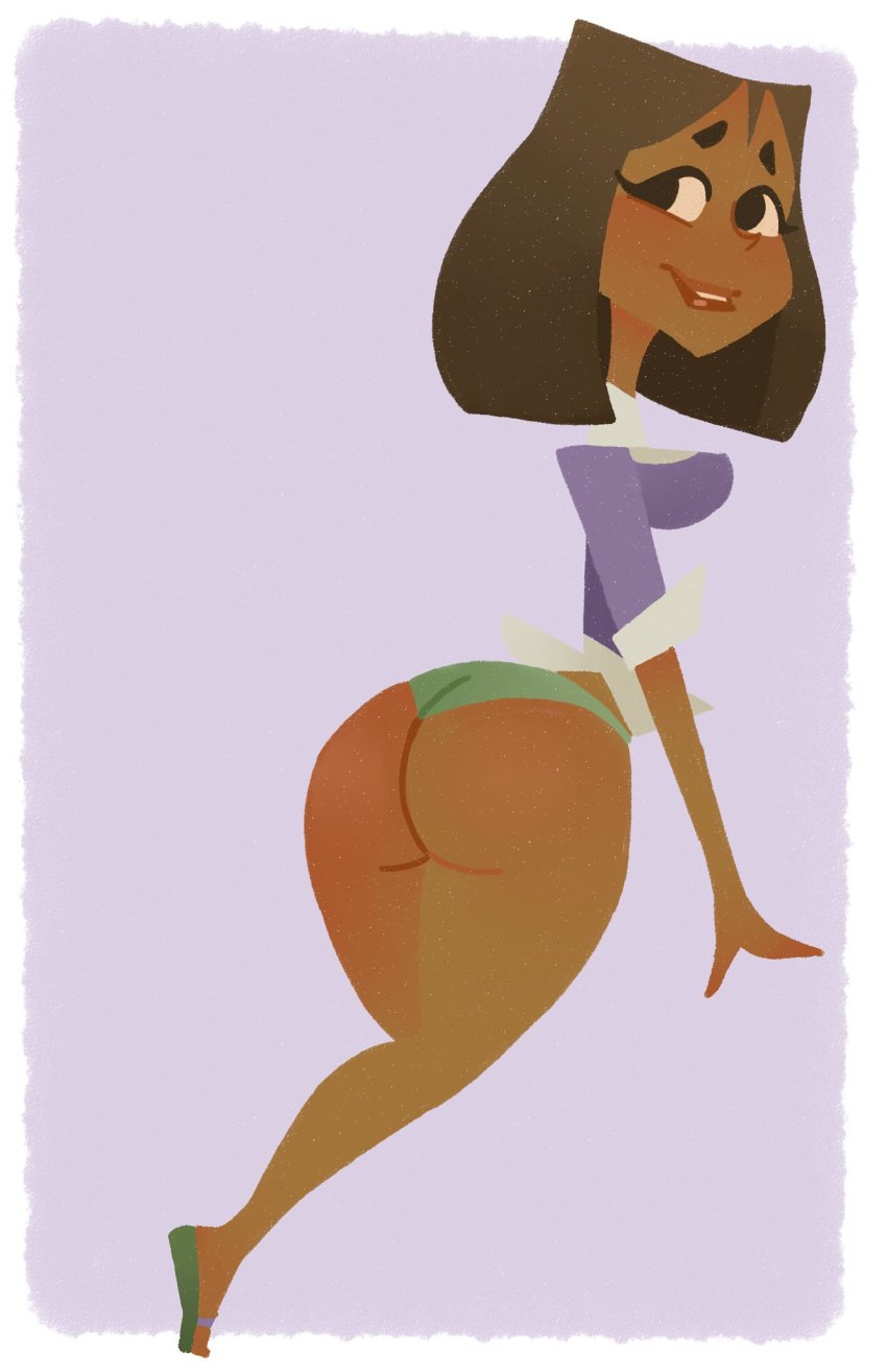 1girls 2d_(artwork) ass big_ass bubble_butt busty courtney_(tdi) dark-skinned_female dark_skin drawn female female_only hourglass_figure large_ass panties pinup pinup_pose solo tagme total_drama_island trashnougat