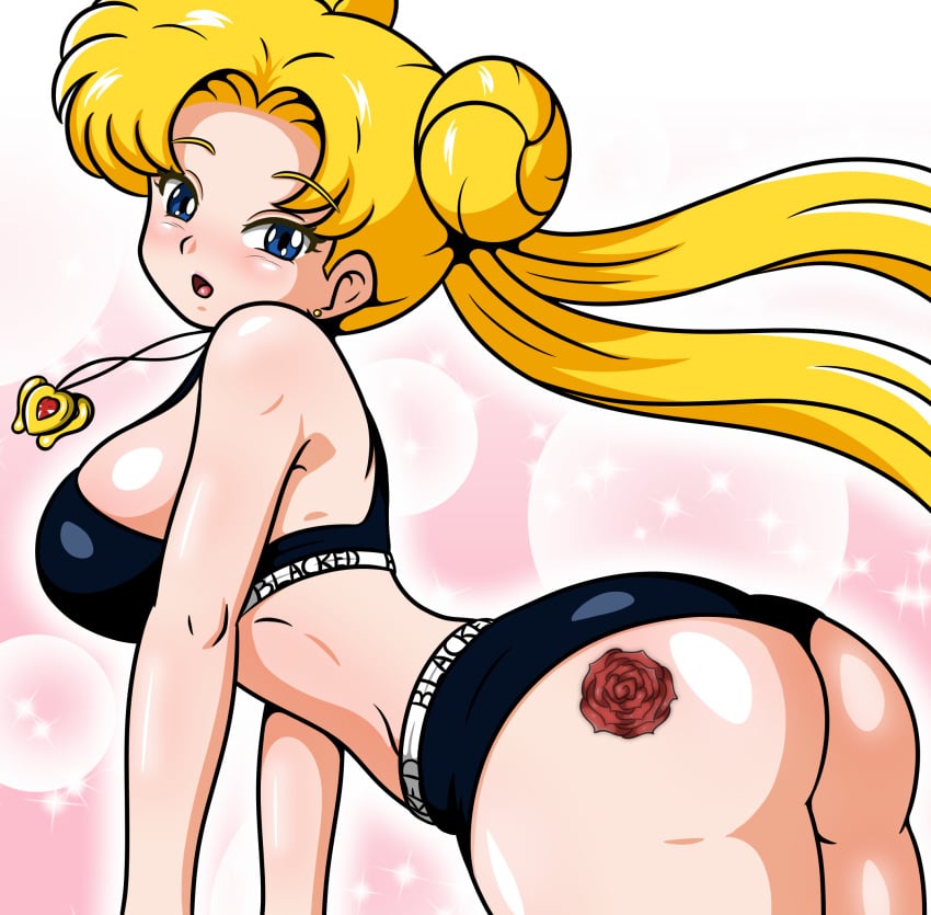 1girls bending_forward bending_over bent_over big_ass big_breasts big_butt bishoujo_senshi_sailor_moon black_bra black_clothing black_panties blacked blacked_clothing blonde_hair blue_eyes bra cloudex collar female female_only huge_ass huge_breasts lanzort1 large_ass large_breasts large_butt light-skinned_female looking_at_viewer open_mouth panties rose_tattoo sleeveless solo solo_female sports_bra tattoo tattoo_on_butt thick_thighs twintails usagi_tsukino