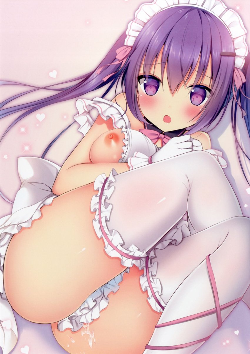 cum gochuumon_wa_usagi_desu_ka? naked_apron nipples shibainu_niki tagme tedeza_rize thighhighs