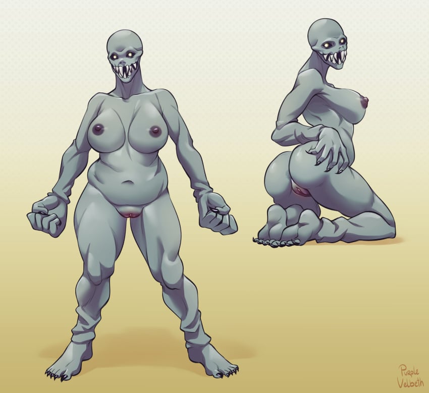 absurd_res ass big_breasts breasts duo feet female genitals hi_res humanoid monster nipples nude purplevelbeth pussy regenerator_(resident_evil) soles