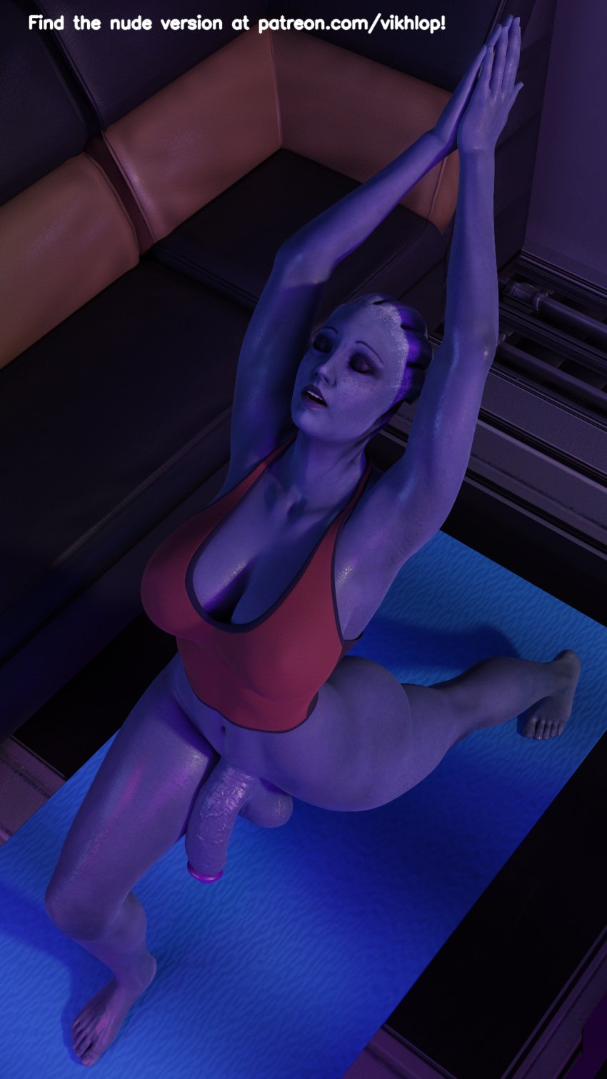 1futa 3d asari_futanari big_penis futa_only futanari liara_t'soni mass_effect solo stretch tank_top vikhlop yoga yoga_mat yoga_pose