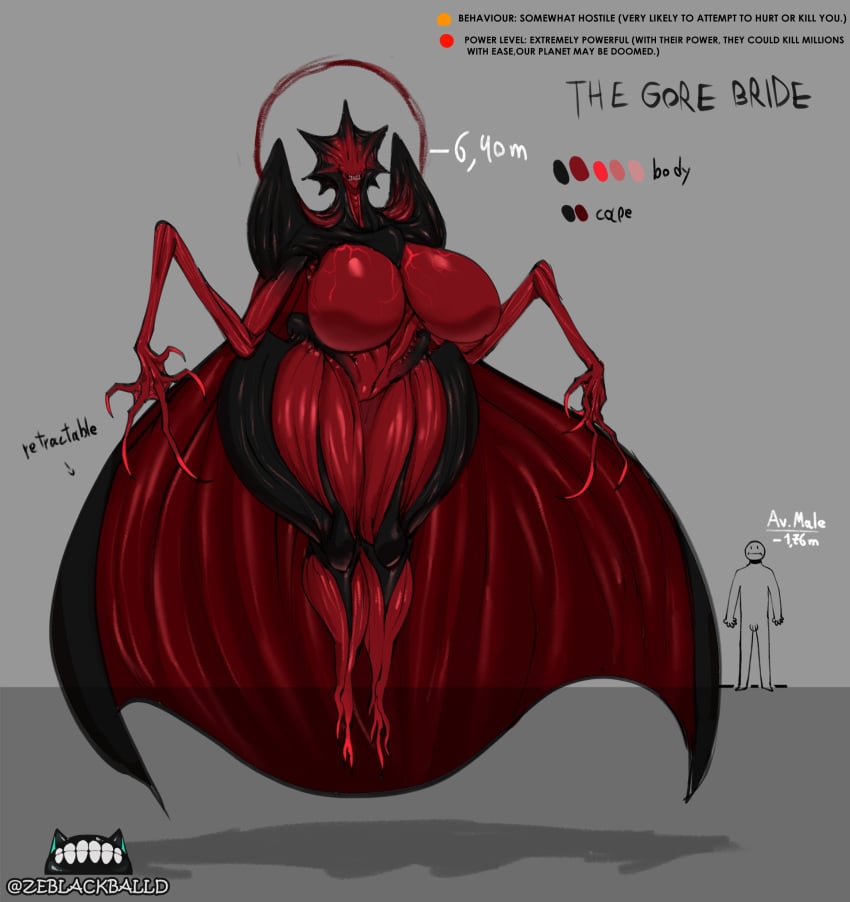 1girls alien alien_girl alien_humanoid big_breasts big_thighs cape character_profile character_sheet eldritch_abomination eldritch_being eldritch_horror female_monster flesh giantess gore_bride_(zeblackball) horror huge_breasts huge_thighs larger_female monster monster_girl nightmare_fuel nightmare_waifu no_nipples size_difference smaller_male the_gore_bride ze_blackball.d zeblackballd_(artist)