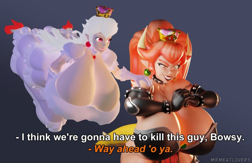 3d 3d_(artwork) alternate_version_available big_breasts boosette bowsette breasts cleavage huge_breasts large_breasts mario_(series) massive_breasts meme mrmeatlovers new_super_mario_bros._u_deluxe nintendo tagme text