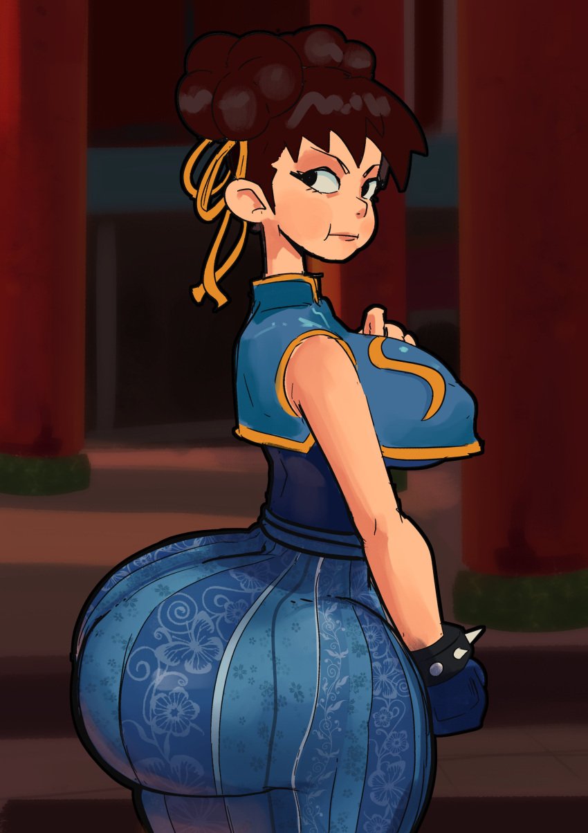 1girls ass ass_focus big_ass big_butt bottom_heavy bubble_butt chun-li cute dand_u fat_ass huge_ass pout pouting street_fighter tight_pants