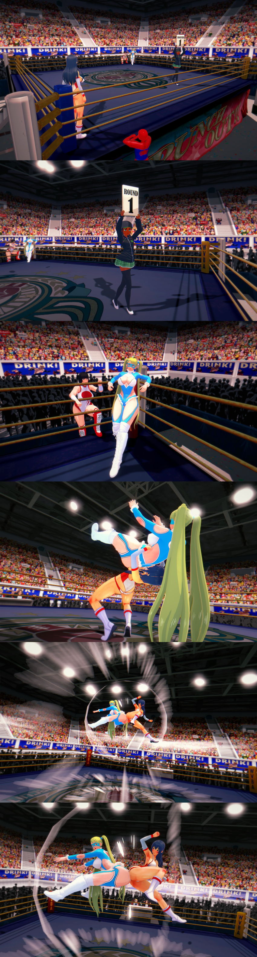 3d ass_attack audience butt_attack cameo crossover female fight fighting fighting_ring hagiwara_sakura hip_attack hip_check koikatsu marvel marvel_comics marvel_vs._capcom ring_girl sekai_de_ichiban_tsuyoku_naritai! spider-man street_fighter suplex wrestler wrestling wrestling_ring yamato_nadeshiko yamato_nadeshiko_(street_fighter)