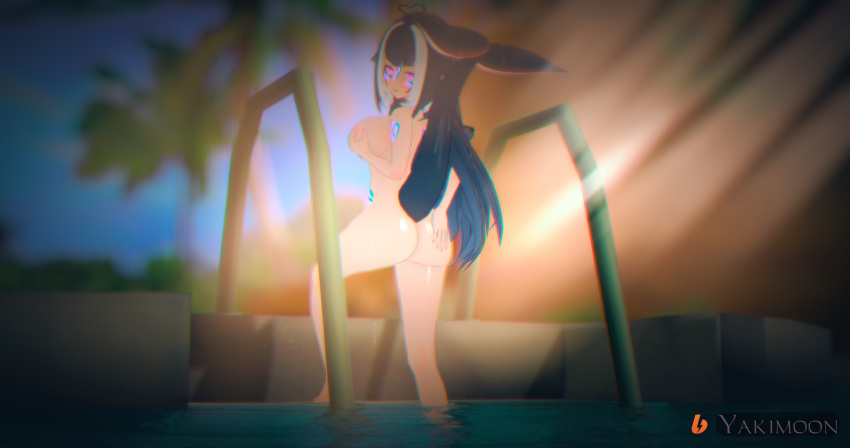 1girls 4k big_ass big_breasts big_butt big_thighs dark_hair female fish indie_virtual_youtuber light-skinned_female light_skin nude nude_female shylily tail tattoo virtual_youtuber vtuber water watermark white_hair yakimoon