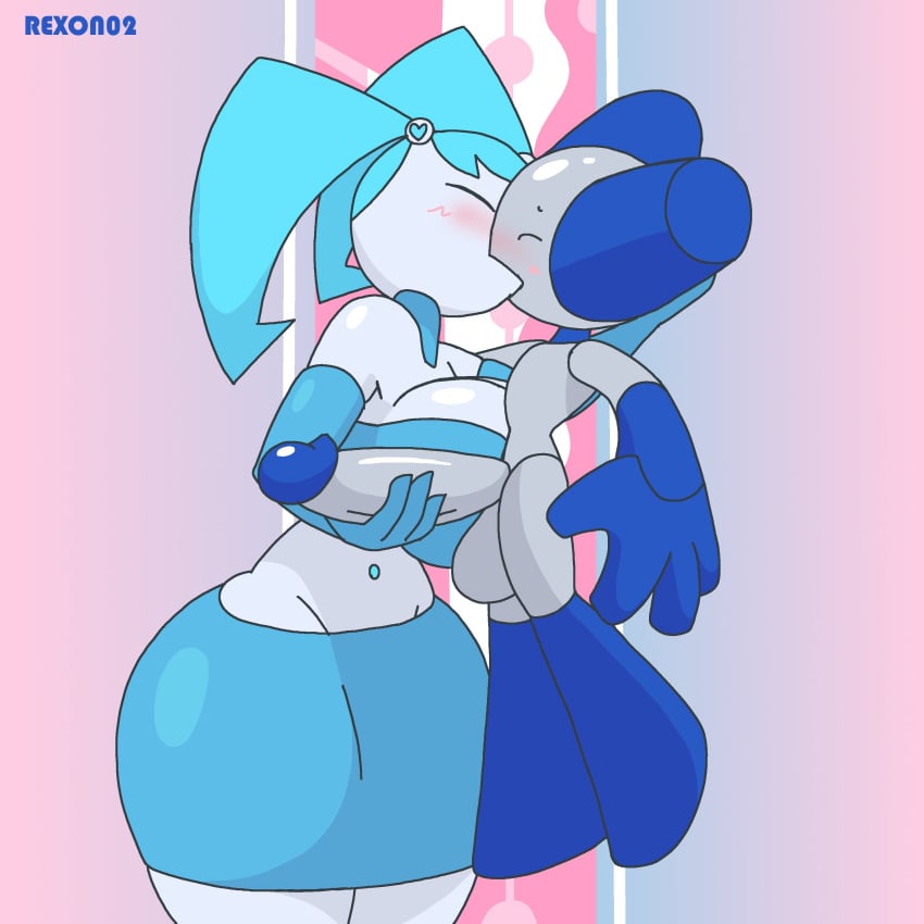 handjob huge_ass huge_breasts huge_cock huge_thighs jenny_wakeman kissing large_ass large_breasts rexon02 robotboy_(character) romantic size_difference smaller_male tagme thick_thighs