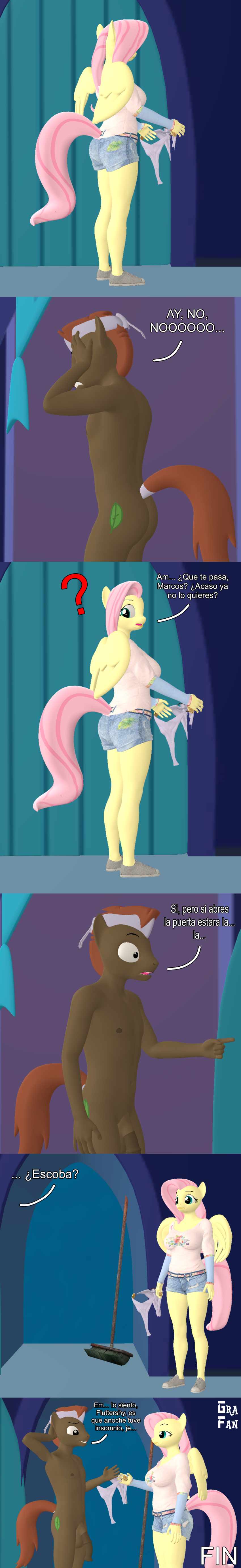 anthro clothes comic crossover fan_character fluttershy_(mlp) friendship_is_magic gradiusfanatic loincloth my_little_pony oc source_filmmaker spanish_text