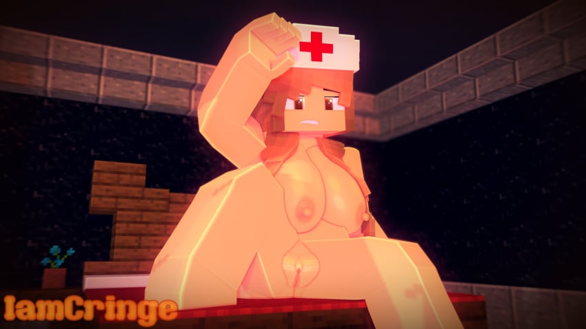 1girls 3d ass big_breasts brown_eyes brown_hair clinic erect_nipples female giantess horny_female human_female iamcringe masturbation mine-imator minecraft nude_female nurse_hat outside smile sofia_wellington_(iamcringe) solo spread_legs tagme wet_pussy