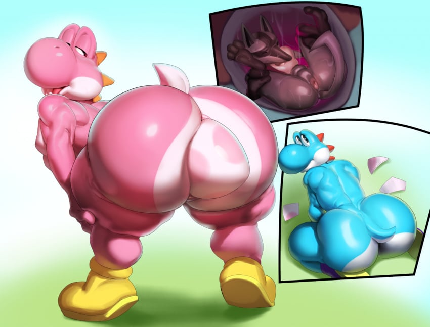 big_ass big_ass_(male) big_butt bubble_ass bubble_butt cyan_yoshi dumptruck_ass dumptruck_butt egg egg_laying fat_ass fat_butt huge_ass huge_butt justmegabenewell large_ass large_butt lucario mario_(series) massive_ass massive_butt pink_yoshi plump_ass plump_butt pokémon_(species) pokemon pokemon_(species) round_ass round_butt thick_ass thick_butt transformation wide_hips yoshi