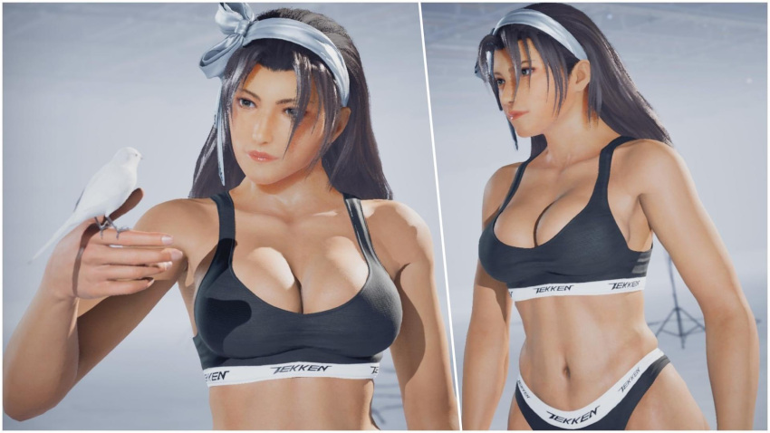 1girls 3d athletic_female big_breasts bra brown_hair female female_abs female_only fit_female hairband jun_kazama kazama_jun long_hair milf mod namco panties slim_waist solo sports_bra tekken tekken_2 tekken_8 tekken_tag_tournament tekken_tag_tournament_2 underwear