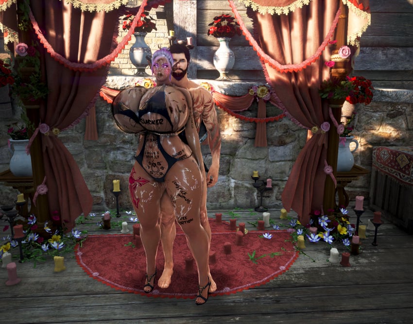 3d bdo big_cock big_penis bimbo black_desert_online body_writing cow_tits cumdumpster dark_elf degradation elf huge_breasts humiliation onahole penis screenshot tattoo tattoos thick_thighs thighs warrior_(black_desert)