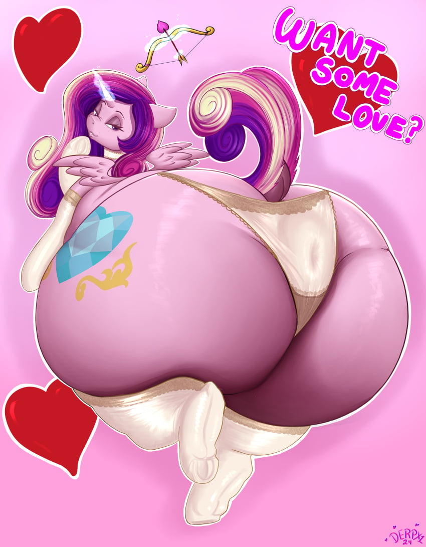 2024 absurd_res alicorn anus anus_outline ass big_anus big_butt clothing cutie_mark derpx1 digital_media_(artwork) english_text equid equine eyebrows eyelashes female friendship_is_magic half-closed_eyes hasbro heart hi_res horn huge_anus huge_butt hyper hyper_anus hyper_butt legwear looking_at_viewer looking_back mammal my_little_pony narrowed_eyes princess_cadance_(mlp) puffy_anus rear_view solo text wings