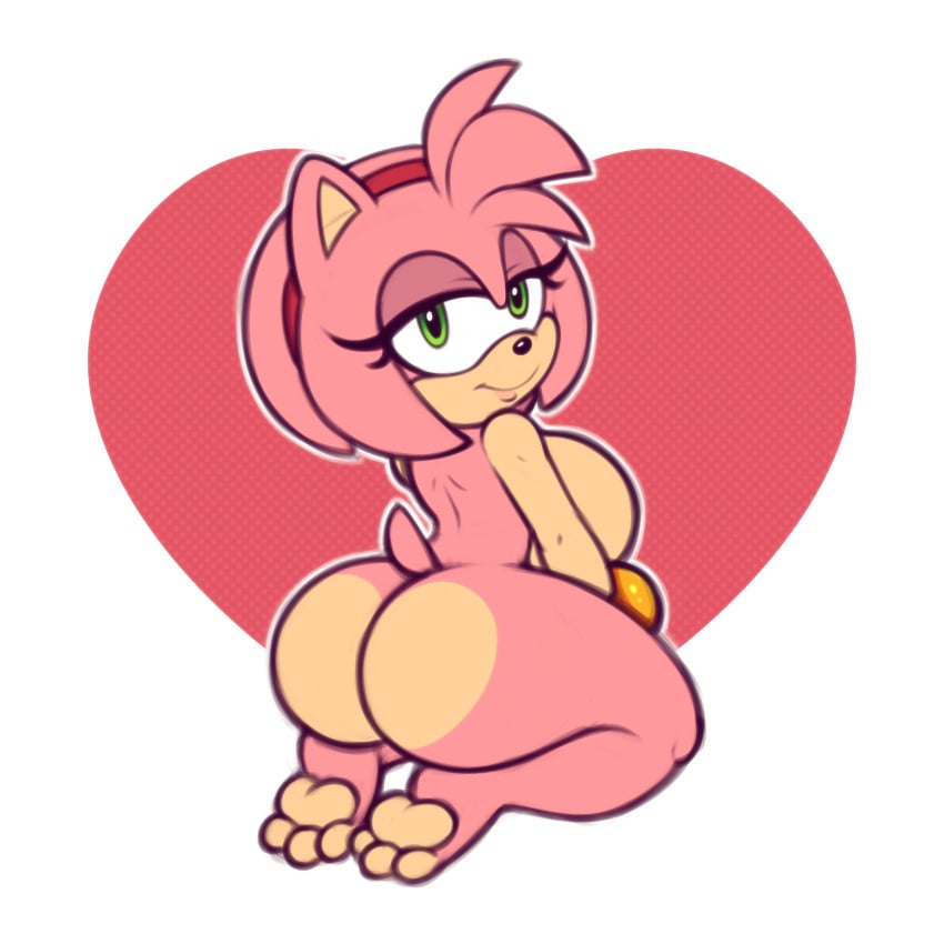 2d 2d_artwork amy_rose ass_focus big_ass big_breasts big_butt bubble_ass bubble_butt diadem heart_background large_ass large_breasts pink_fur sega sonic_(series) sonic_the_hedgehog_(series) stunnerpony thick thick_ass thick_hips thick_thighs thin_waist two_tone_fur