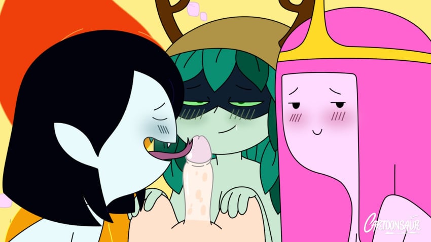 2d 4girls accurate_art_style adventure_time cartoonsaur cartoony flame_princess harem huntress_wizard marceline_the_vampire_queen official_style penis princess_bubblegum skinny tagme