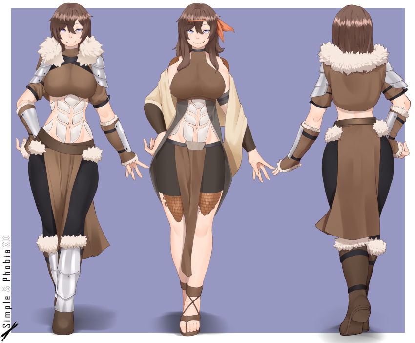 1girl 1girls brown_hair character_sheet clothed clothing female light_armor no_nude no_sex simple-phobiaxd solo solo_female solo_focus tagme