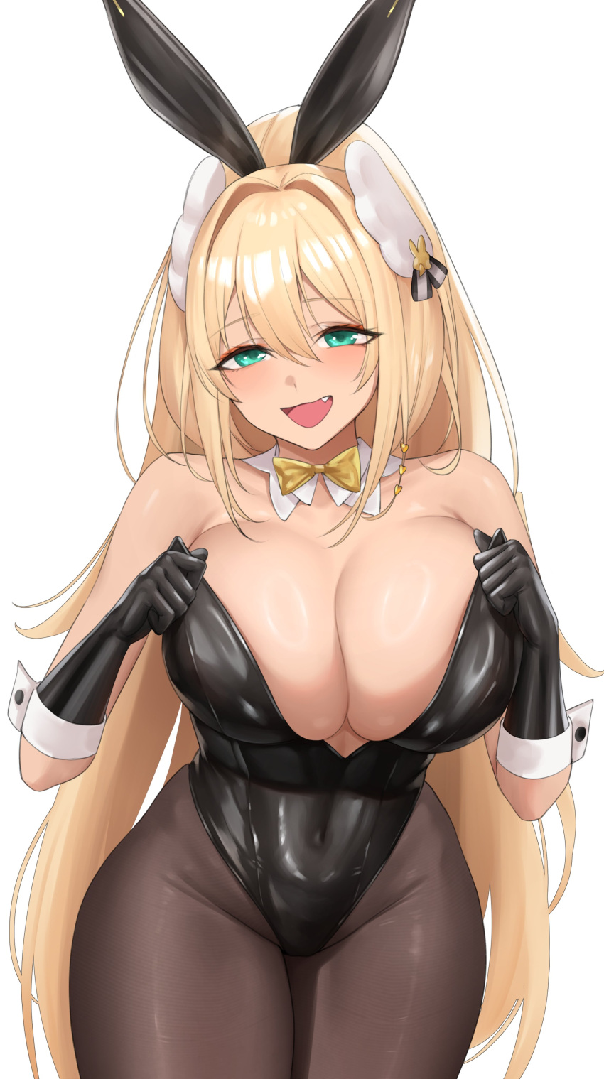 1girls blonde_hair breasts bunny_ears bunny_girl bunnysuit female goddess_of_victory:_nikke green_eyes gyaru hips kuronerinka large_breasts long_hair rupee_(nikke) thick_thighs thighs wide_hips