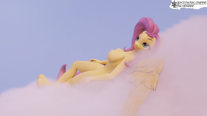 16:9 2021 3d_(artwork) 4k absurd_res anthro big_breasts breasts casual_nudity cloud digital_media_(artwork) equid equine feathered_wings feathers female fingers fluttershy_(mlp) friendship_is_magic fur hair hasbro hi_res horse lox_(artist) mammal my_little_pony nipples nude on_cloud pegasus pink_hair pony russian_text simple_background sky smile solo text url watermark widescreen wings yellow_body yellow_feathers