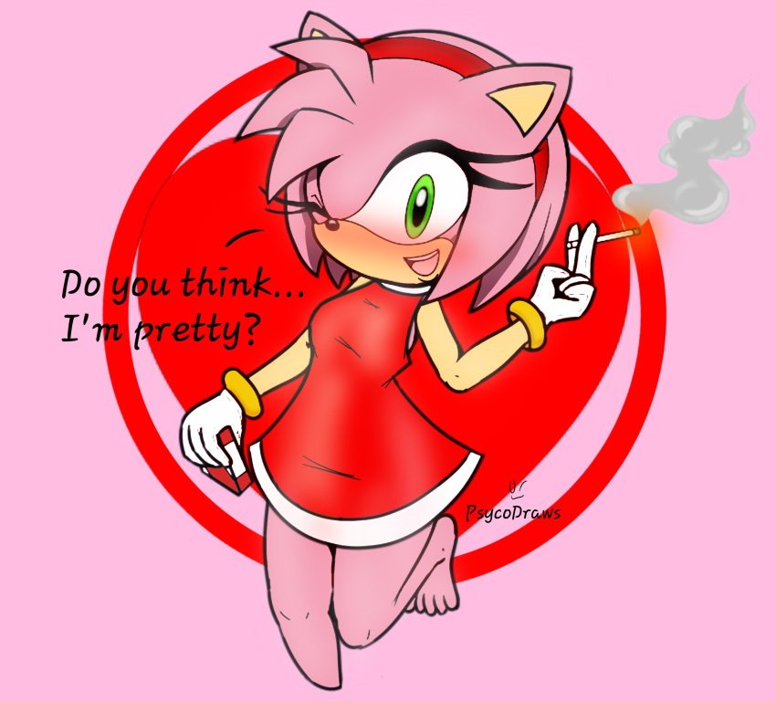 amy_rose cigarette cigarette_pack clothed dialogue female fetish furry hedgehog psycodraws smoke smoking smoking_fetish sonic_(series) text young