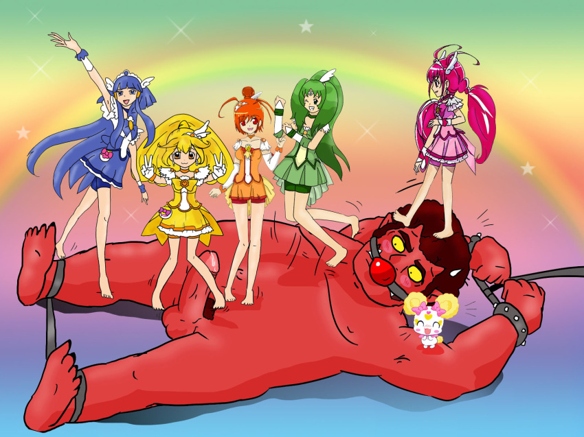 akaoni ball_gag blush bondage bound bow candy clothing cure_beauty cure_happy cure_march cure_peace cure_sunny domination erection fairy feet femdom gag hino_akane horns huge_cock human magical_girl malesub midorikawa_nao mycrunchycookie oni penis pretty_cure red_oni red_skin reika_aoki size_difference smile_precure trampling yayoi_kise