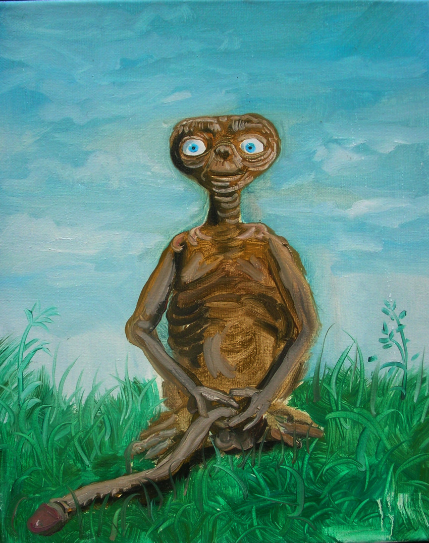 1boy alien alien_only big_penis blue_eyes e.t. e.t._the_extra-terrestrial genitals grass hi_res huge_cock hyper hyper_genitalia hyper_penis joe_becker long_penis male nude oil_painting_(artwork) painting_(artwork) penis plant smile solo traditional_media_(artwork) uncanny_valley universal_studios unusual_anatomy unusual_genitalia unusual_penis what wtf