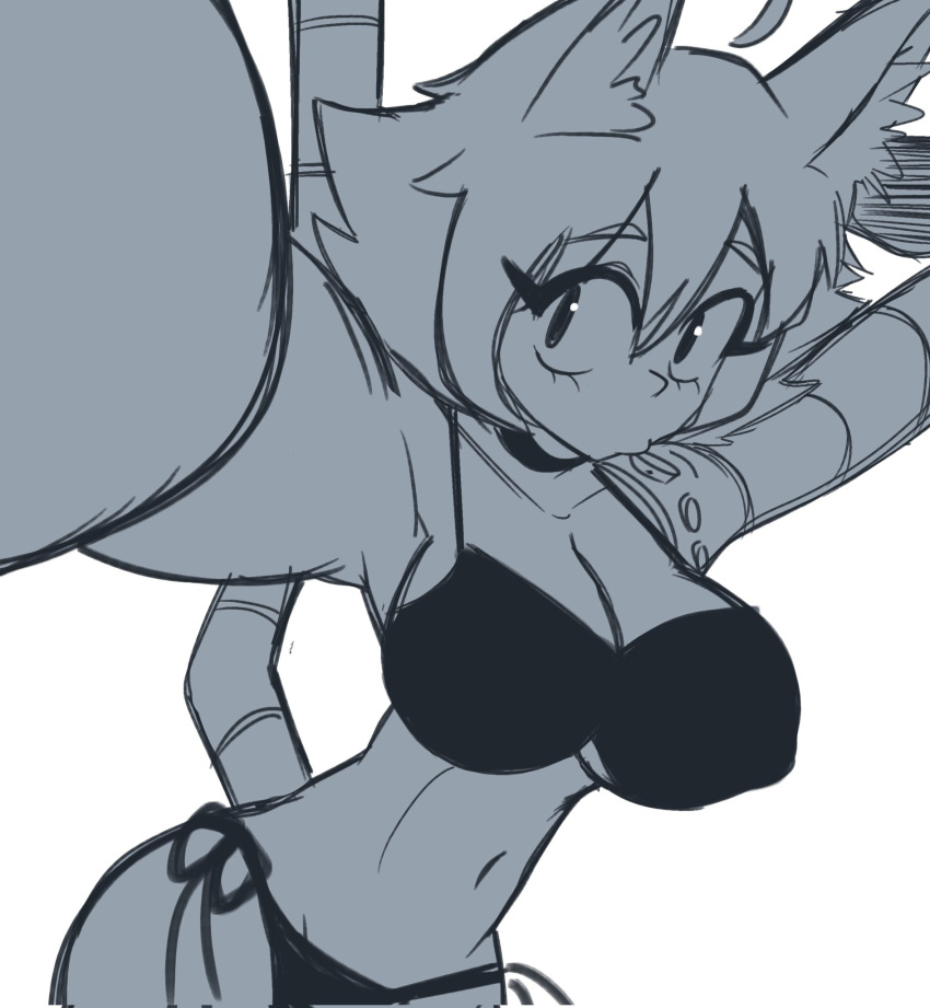 animal_ears black_bra bra cat_ears cleavage ekowrosmi looking_at_viewer selfie shapherdess_(ekowrosmi) short_hair sketch