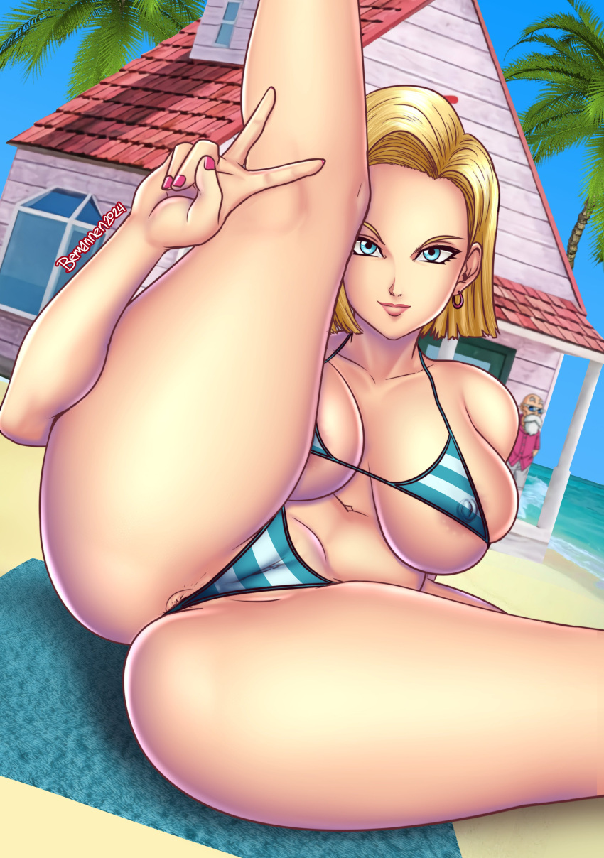 1girls android_18 bemannen blonde blonde_hair blonde_hair_female blue_eyes blue_eyes_female cameltoe cleavage curvy dragon_ball erect_nipples female huge_areolae huge_ass huge_breasts puffy_nipples short_hair short_hair_female thick_lips voluptuous wide_hips yellow_hair