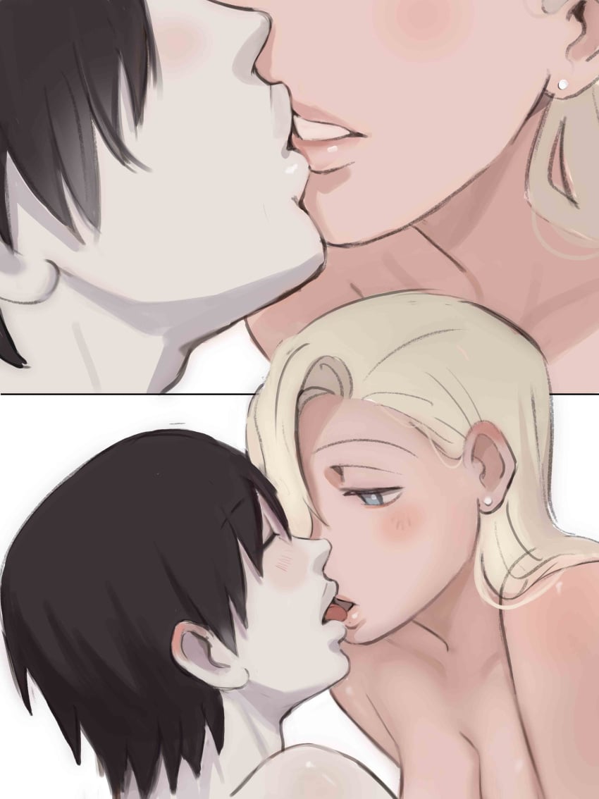 1boy 1boy1girl 1girls absurd_res bedroom_eyes black_hair blonde_hair blush boruto:_naruto_next_generations breasts canon_couple close-up comic couple cowgirl_position dominant_female ear_piercing earrings female female_on_top femdom french_kiss french_kissing hair_over_one_eye hi_res high_resolution highres husband_and_wife imminent_sex ino_yamanaka jewelry kissing light-skinned_female light-skinned_male light_skin lips lipstick looking_at_partner looking_pleasured makeup male male/female married_couple monday_mint narrowed_eyes naruto naruto:_the_last naruto_(series) naruto_shippuden pale-skinned_female pale-skinned_male pale_skin parted_lips pink_lips pink_lipstick pleasure_face romantic_ambiance romantic_couple sai shounen_jump shueisha story straight submissive_male tongue tongue_out topless topless_female topless_male very_high_resolution white_background woman_on_top yamanaka_ino