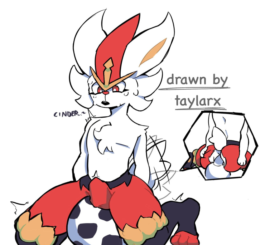 anal anthro anthro_only artist_request balls cinderace dildo femboy furry gay pokemon pokemon_(species) rabbit ripped_clothing soccer tenting toy watermark