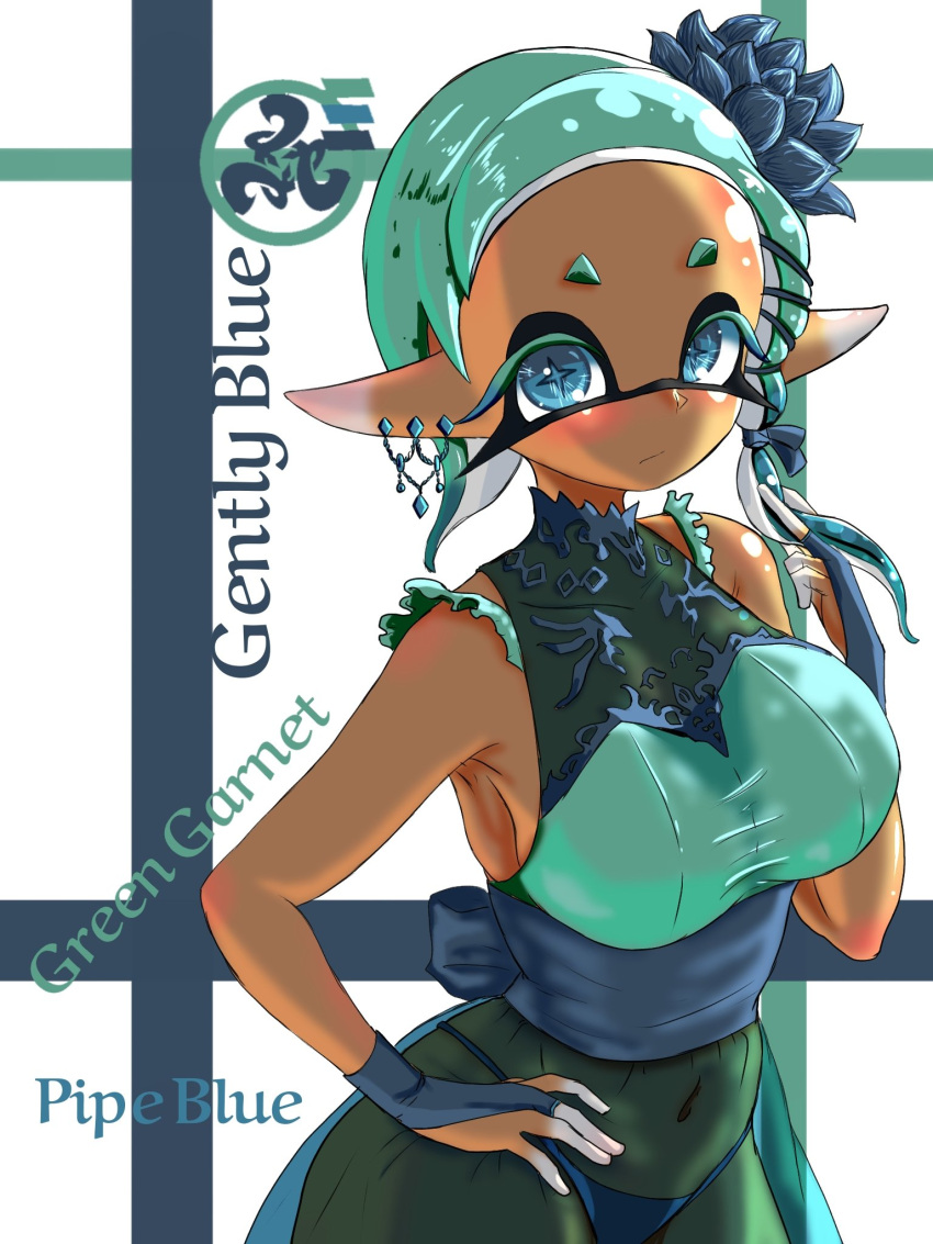 2024 background big_breasts black_mask breasts clothed clothing dark_body dark_skin dark_skinned_female digital_media_(artwork) dipstick_ears dipstick_fingers ear_piercing ear_ring frye_(splatoon) frye_onaga green_eyelashes hi_res humanoid_pointy_ears light_blue_eyes light_green_hair looking_at_viewer nintendo outfit pointy_eared_humanoid pointy_ears pseudo_hair see-through see-through_clothing short_hair splatoon splatoon_(series) splatoon_3 tentacle tentacle tentacle_hair thick_thighs tight_clothing