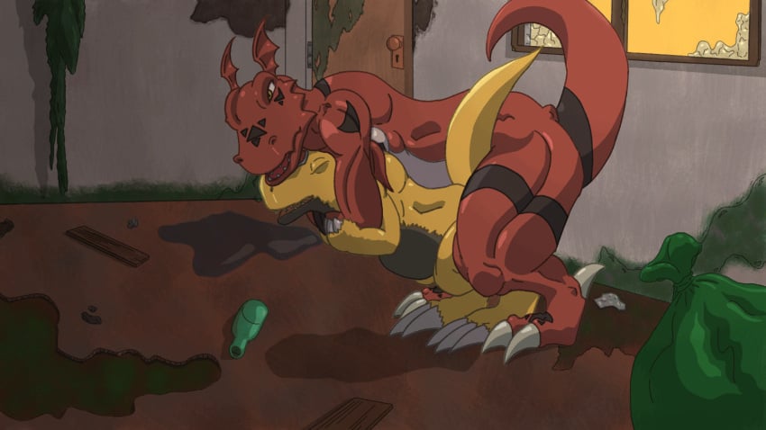 16:9 2024 2_toes 3_fingers 3_toes afternoon ambiguous_gender animated balls bandai_namco black_body claws detailed_background digimon digimon_(species) dominant dominant_male dragon duo feet feral feral/feral feral_on_feral fingers fur furred_dragon gay gay_sex genitals guilmon hair hi_res male male/ambiguous mythological_creature mythological_scalie mythology open_mouth orange_body orange_fur raised_tail red_body red_hair ryudamon ryudorubr scalie submissive submissive_ambiguous tail toes widescreen