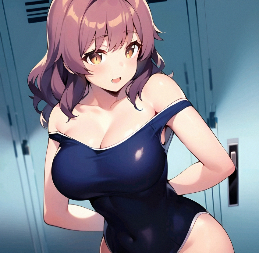 ai_generated kamisuura_risa large_breasts school_swimsuit schoolgirl swimsuit