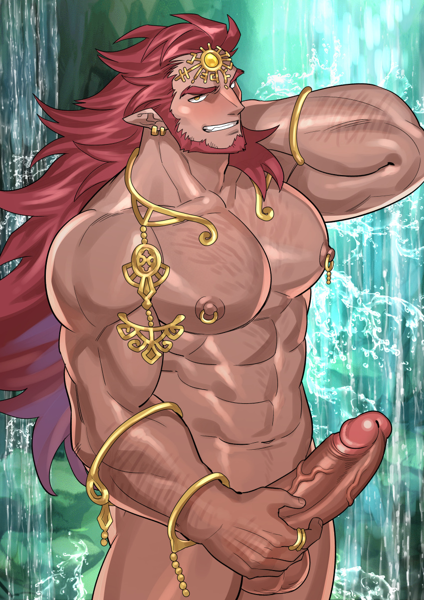 balls bara beard boner erection facial_hair ganondorf gerudo kienbiu male male_only muscles muscular nintendo nude penis red_hair rehydrated_ganondorf solo solo_male the_legend_of_zelda