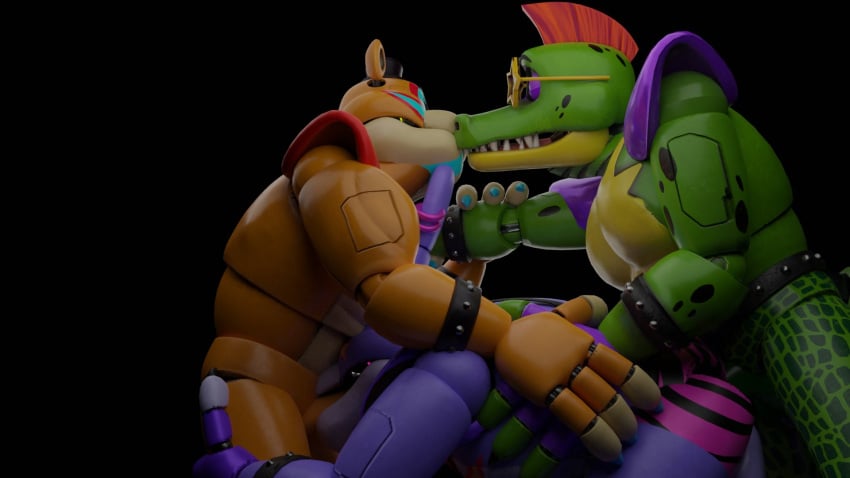 alligator alligator_tail alligatorid alligatorid_humanoid animatronic anthro background bear biceps blue_eyes blue_nails body_markings bowtie bunny bunny_boy crocodile crocodile_tail crocodilian crocodylid donsombras facial_markings five_nights_at_freddy's five_nights_at_freddy's:_security_breach fnaf gay gay_sex glamrock_bonnie_(fnaf) glamrock_freddy_(fnaf) green_body kissing kissing_while_penetrating lagomorph lagomorph_humanoid lighting_bolt machine male male/male male_only male_penetrating male_penetrating_male mohawk mohawk_(hairstyle) montgomery_gator_(fnaf) muscular muscular_anthro muscular_arms muscular_male muscular_thighs non-human non_human non_mammalian_nipples orange_body pink_glans purple_body red_eyes red_hair reptile reptile_humanoid robot robot_humanoid scottgames simple_background spiked_bracelet spitroast spotted_body steel_wool_studios tail tail_markings tan_body tattoo threesome top_hat two_tone_body ursid ursid_humanoid ursine