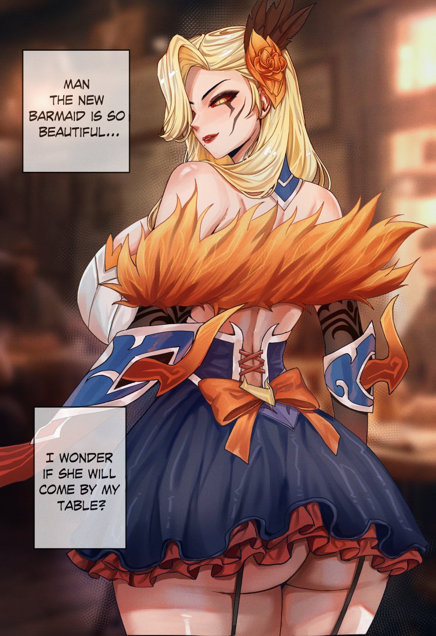 1girls barmaid blonde_hair evelynn female female_only high_noon_evelynn high_noon_series league_of_legends ryuukusnpaiarts