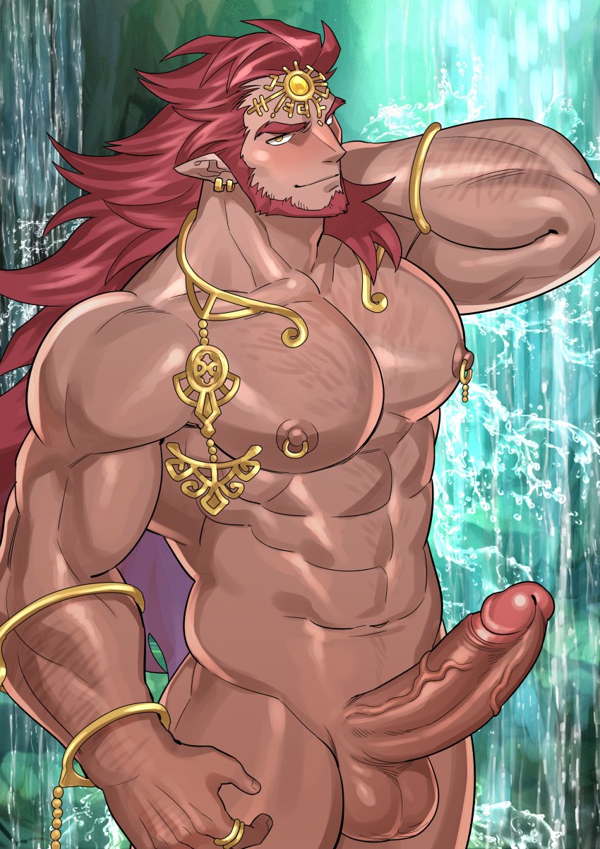 balls bara beard boner erection facial_hair ganondorf gerudo kienbiu male male_only muscles muscular nintendo nude penis red_hair rehydrated_ganondorf solo solo_male the_legend_of_zelda