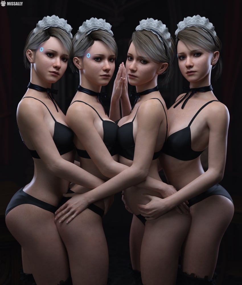 3d 4girls 4robots android blue clone clones clothing daz3d daz_studio detroit:_become_human duplicated_character female female_only gynoid human identical_girls kara_(detroit:_become_human) machine missally multiple_girls pale_skin quadruplets robot selfcest