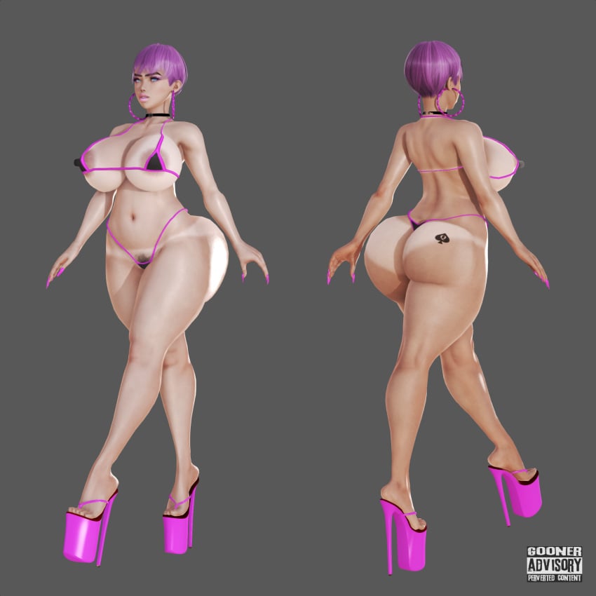 3d 3d_(artwork) big_ass big_breasts bikini bimbo blue_eyes choker chubby chubby_female earrings fat_ass female female_only high_heels honey_select hoop_earrings huge_breasts ihateasuka lipstick long_eyelashes long_nails long_nipples makeup micro_bikini milf mom mommy mother original original_character pink_hair pixie_cut plateau_heels platform_footwear platform_heels pubic_hair pubic_hair_peek qos qos_tattoo queen_of_spades revealing_clothes simple_background skimpy_clothes studio_neo tattoo_on_ass thick thick_ass thick_thighs thong_sandals