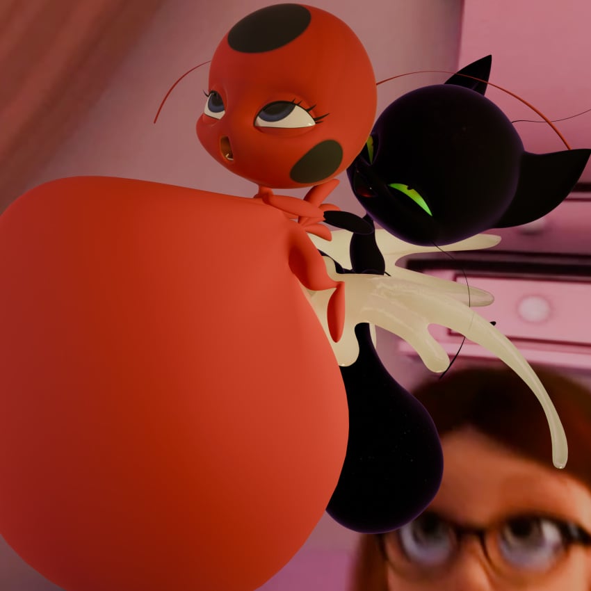 2024 3d accurate_art_style alya_cesaire inflation kwami large_balls miraculous_ladybug nippleless plagg_(miraculous_ladybug) small_but_hung tikki_(miraculous_ladybug) uhoh wtf