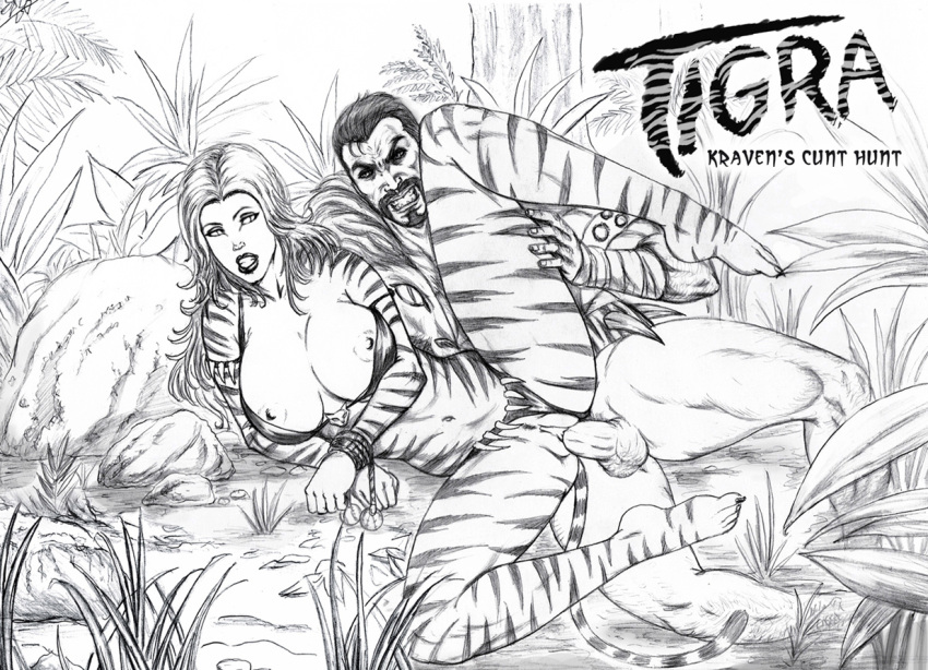 breasts female greer_nelson greyscale kraven's_cunt_hunt kraven_the_hunter male marvel marvel_comics monochrome penetration penis pussy rape sergei_kravinoff sex spider-man_(series) spooning tigra vaginal_penetration wicka