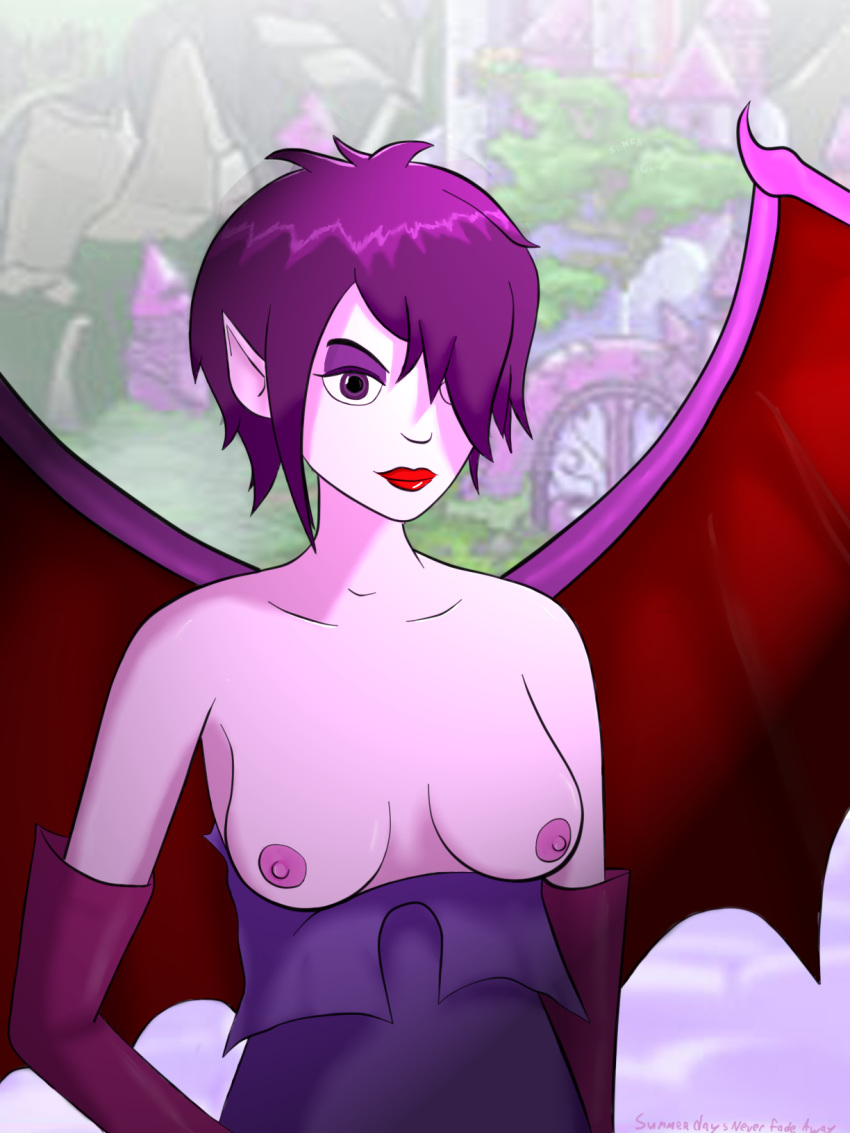 breasts breasts_out dark_faerie faeries fairy neopets purple_eyes purple_hair