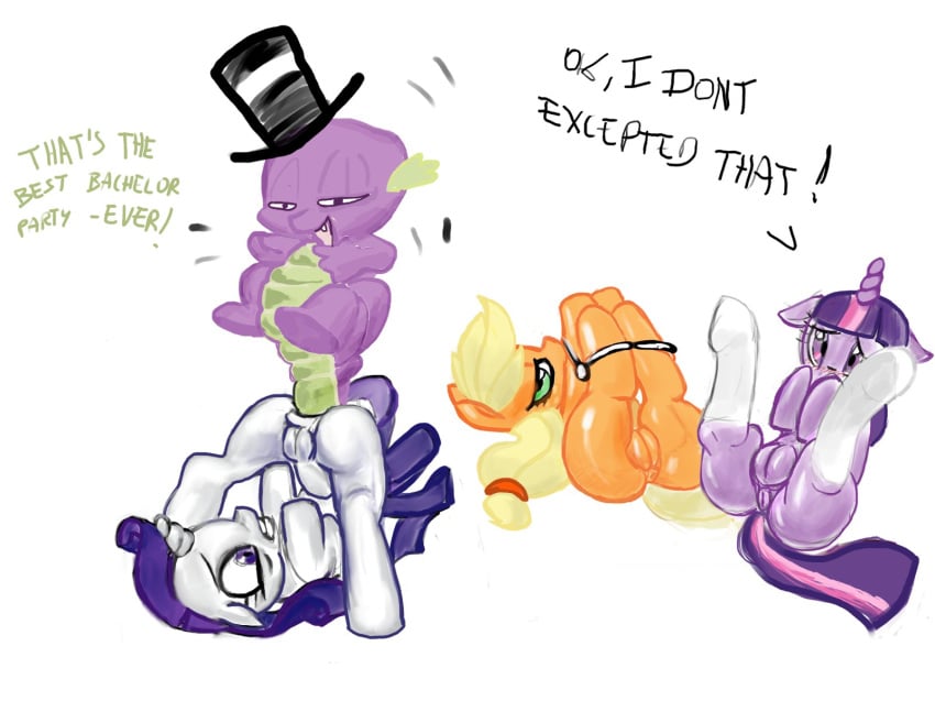 applejack_(mlp) bachelor_party earth_pony equine female feral friendship_is_magic fur my_little_pony pony purevil rarity_(mlp) spike_(mlp) twilight_sparkle_(mlp) what