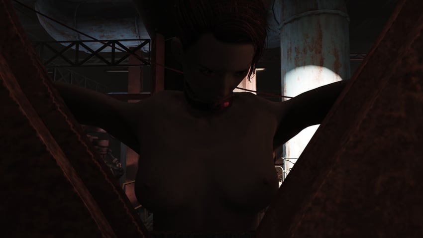 1girls 3d bondage collar fallout fallout_4 female mod nude_mod red_hair slave_collar stanoth upper_body