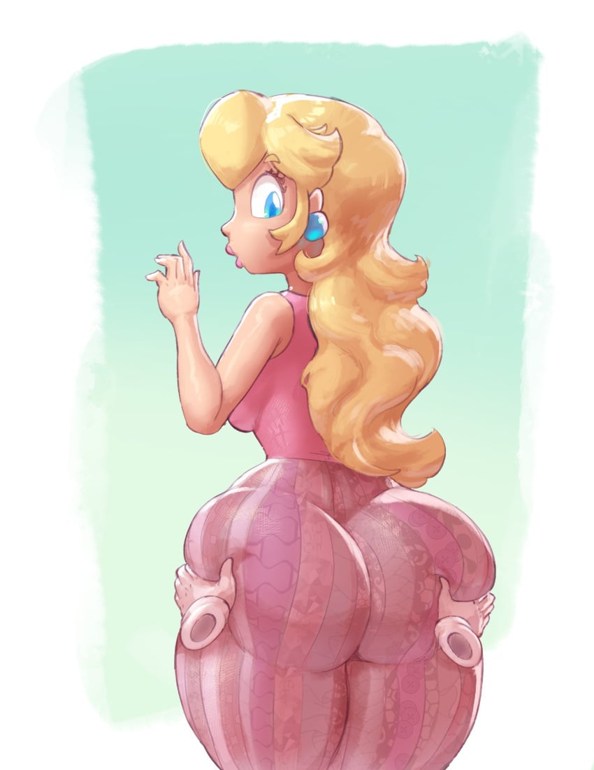 1girls 2d big_ass breasts clothed female grabbing_ass lickagoat mario_(series) princess_peach tagme