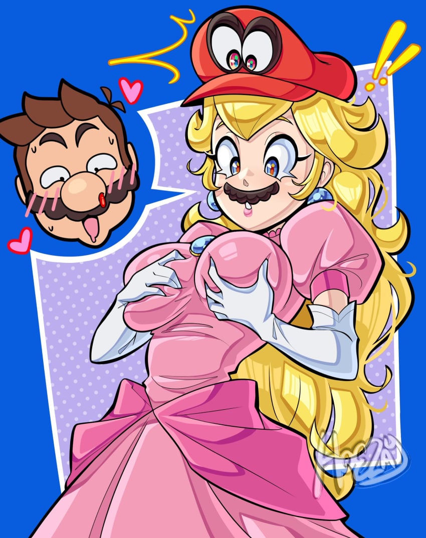 breast_grope breast_squeeze cappy_(mario) hoezayburger mario mario_(series) possession princess_peach sexual_assault super_mario_odyssey