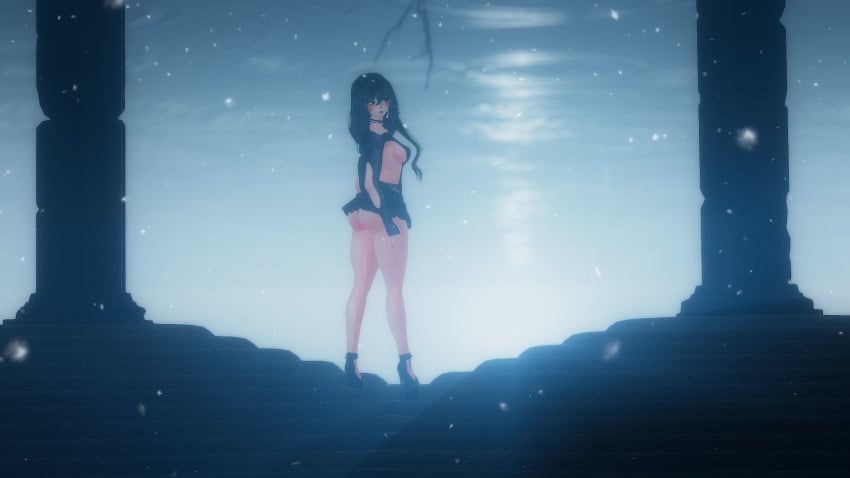 3d black_sclera female female_only green_eyes high_heels light-skinned_female light_skin long_hair looking_at_viewer looking_back_at_viewer pale-skinned_female pale_skin sayamelon solo tagme unity_(engine) vrchat vrchat_avatar vrchat_media vrchat_model